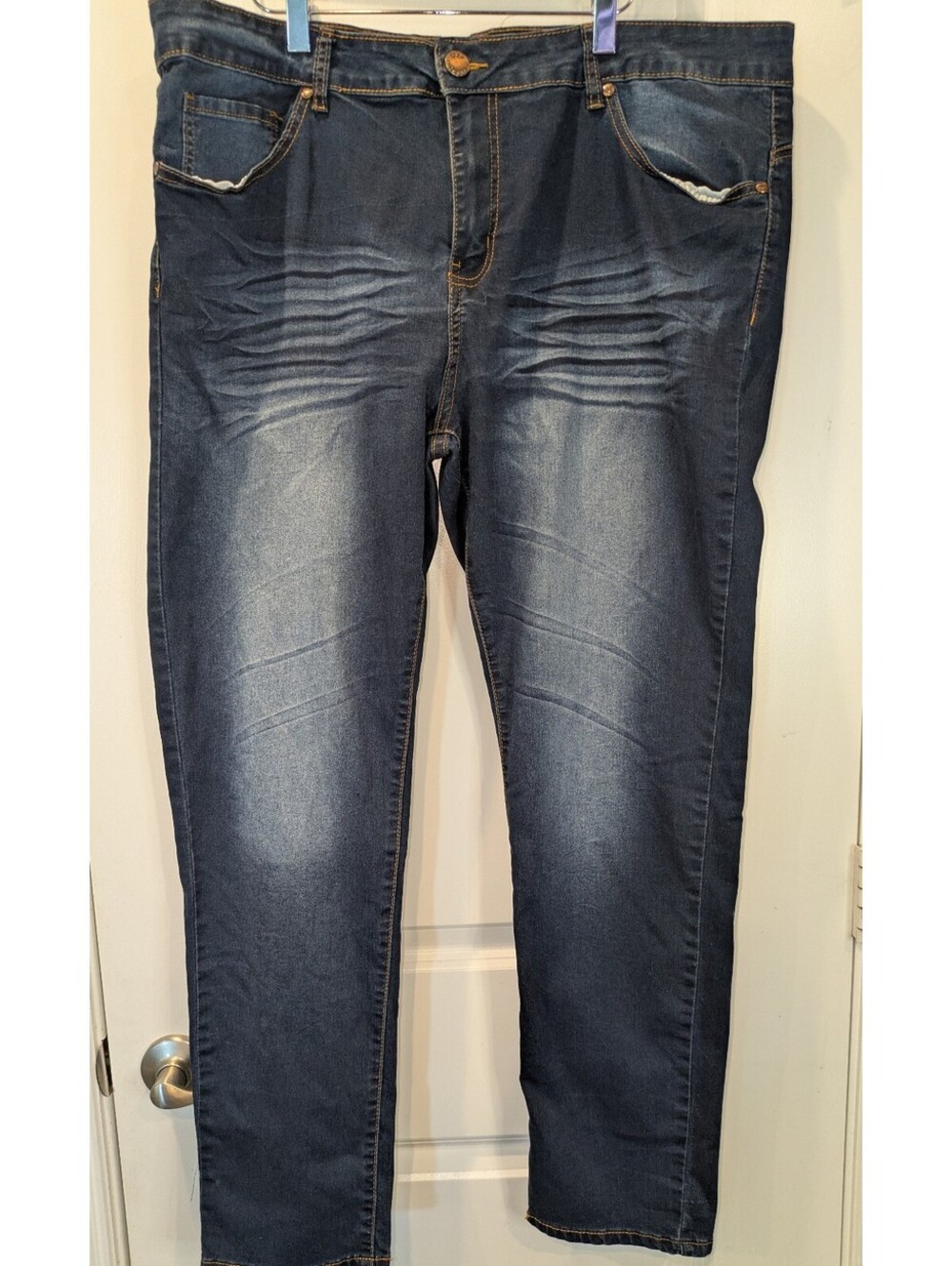 VIP Jeans Plus Size 22 Dark Wash Whiskered Stretch Jeans Y2K